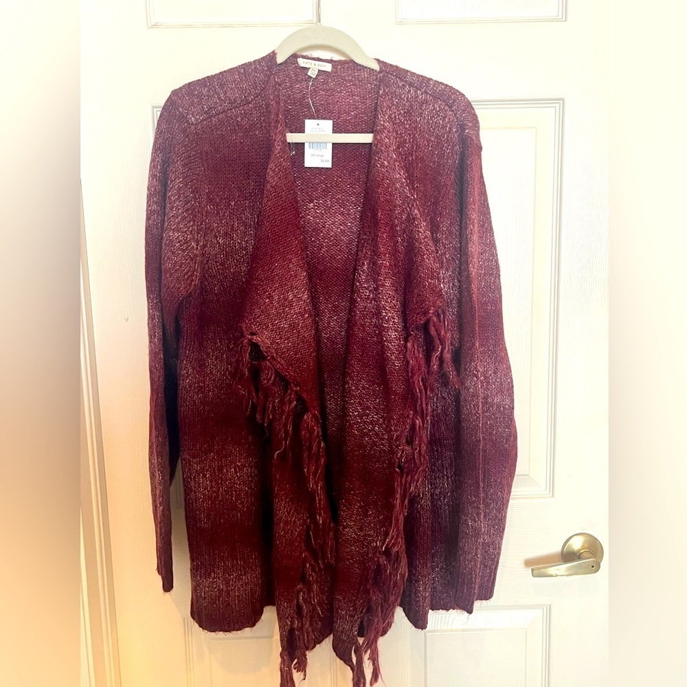 # NWT Beautiful fringed Waterfall collar cardigan XXL
